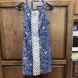 New Women Lilly Pulitzer‎ for Target Anniversary My Fans Blue Shift Dress Size 2